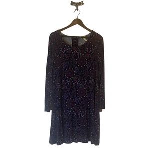 Matilda Jane Dark Purple Floral Long Sleeve Dress Women's Size Medium